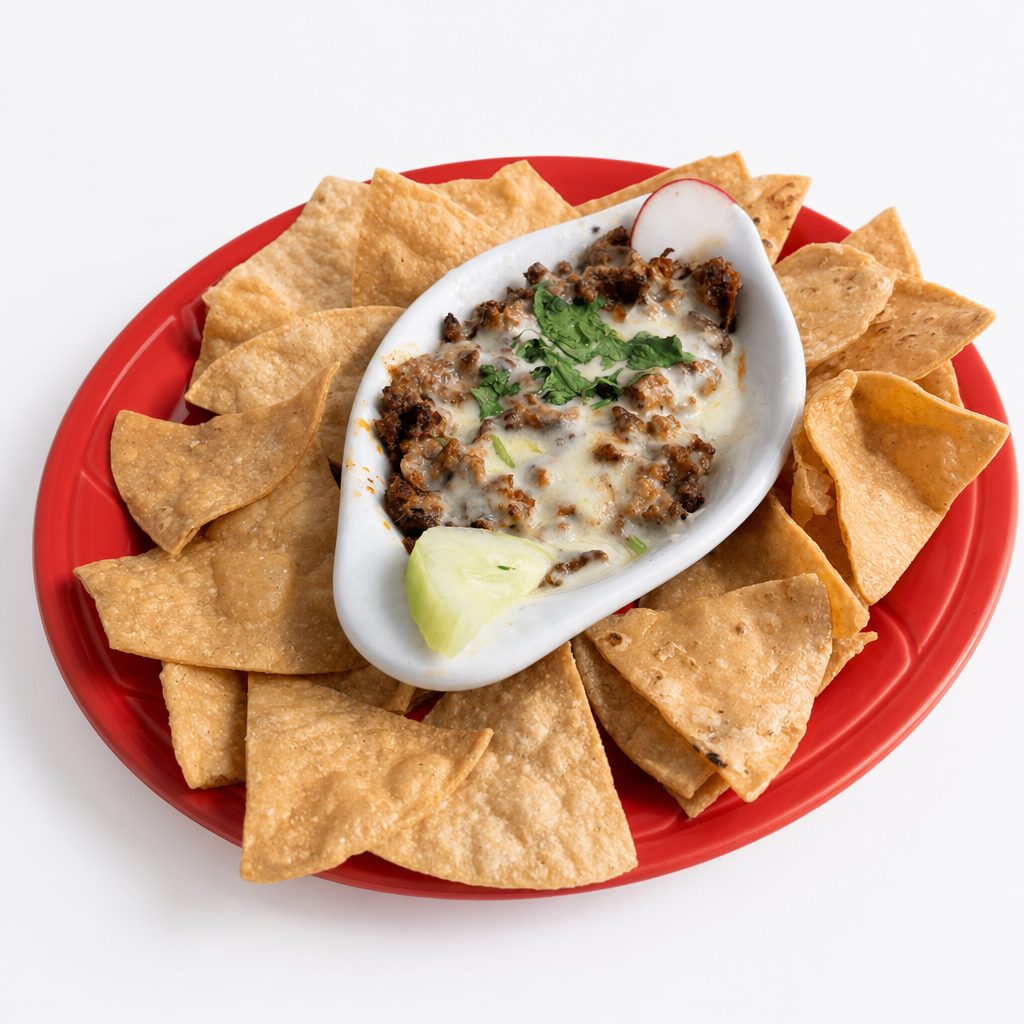 Choriqueso Dip with Chips.
