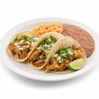 Lunch 3 Tacos with Rice & Beans