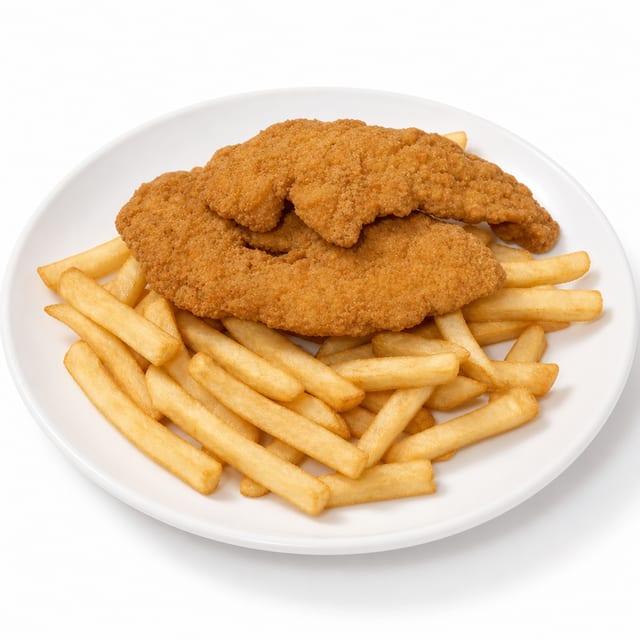 Two Chicken Tenders with Fries.